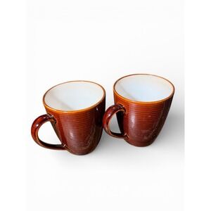 Set of 2 Sango Nova Brown 12 fl oz Coffee / Tea Mugs/ Cups #4831